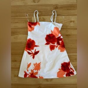 Floral Mini Dress - Red and White